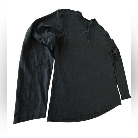 Lululemon- 5 Year Basic Long Sleeve Henley- Heathered Black- Medium- Like new!!! - Picture 6 of 11